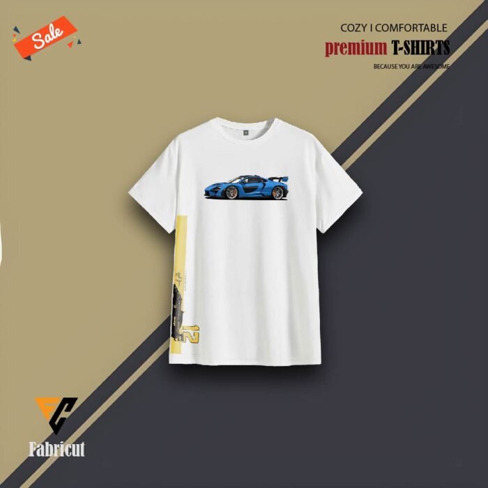 Premium Quality Half Sleeves T Shirt (Blue car) - Image 1