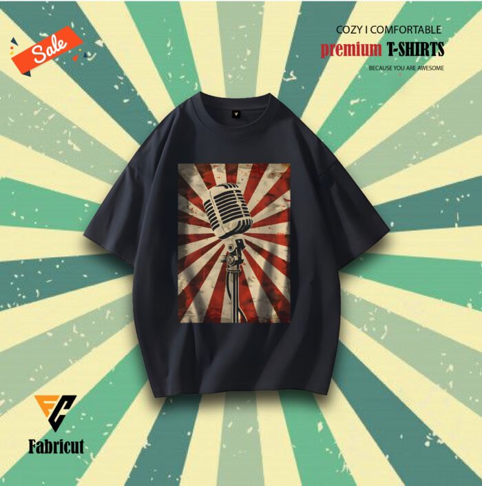Premium Drop Shoulder T-Shirt-(Retro Music) - Image 1