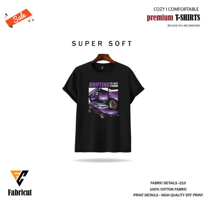 Premium Quality Basic T-shirt-purple color car 43 - Image 1