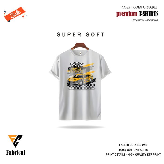Premium Quality Basic T-shirt-yellow sport car 45 - Image 1