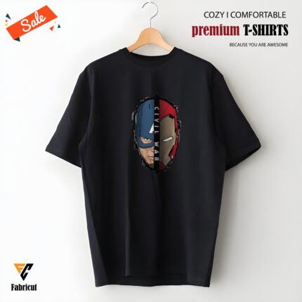 Premium Drop Shoulder T-Shirt-(Iron man vs captain america)