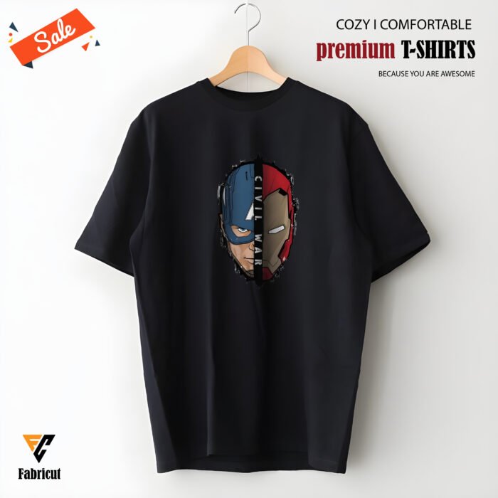 Premium Drop Shoulder T-Shirt-(Iron man vs captain america) - Image 1