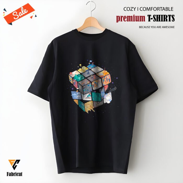 Premium Drop Shoulder T-Shirt-(Rubik's Cube) - Image 1